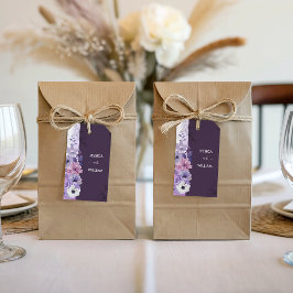 Purple Floral Wedding Gift Tag Geschenkanhänger