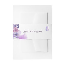 Purple Floral Wedding Invitation Belly Band