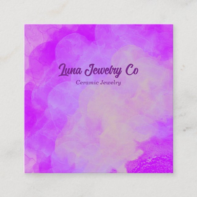 Purple Flower Burst Jewelry Craft Business Card Quadratische Visitenkarte (Vorderseite)