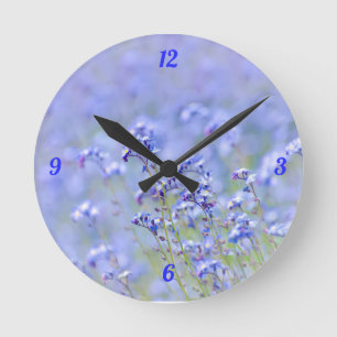 Purple Flower Country Meadow Summer Garden Runde Wanduhr