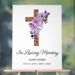 Purple flower cross Memorial Funeral Acrylschild