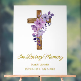 Purple flower cross Memorial Funeral Acrylschild