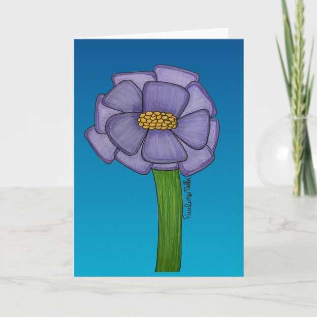 Purple Flower with blue background blank Karte (Vorderseite)