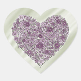 Purple flowered heart sticker