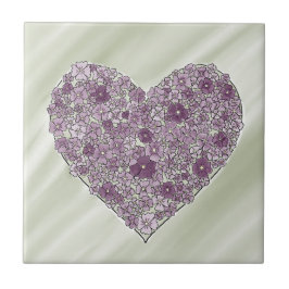 Purple flowered heart tile fliese