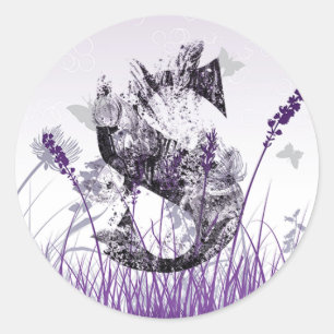 Purple Flowers Alphabet - Letter S Girls Name Runder Aufkleber