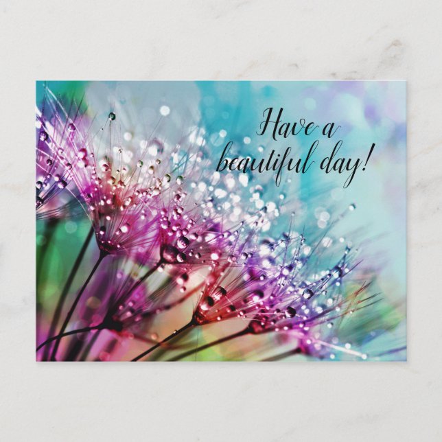 Purple Flowers auf Blue Personalisiert Postcard Postkarte (Vorderseite)