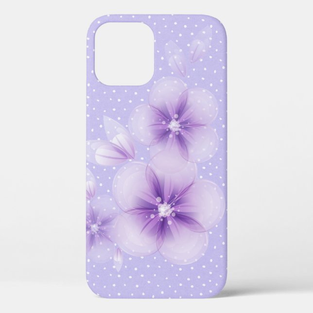 Purple Flowers auf Button Dots Case-Mate iPhone Ca Hülle (Rückseite)