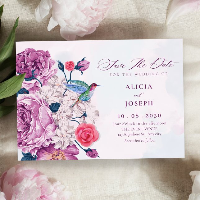 Purple flowers bloom wedding save the date (Von Creator hochgeladen)