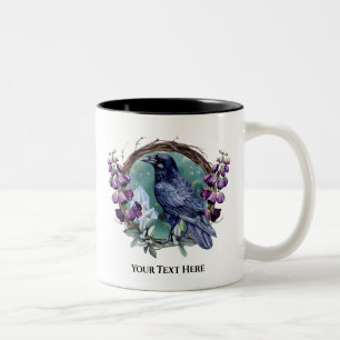 Purple Flowers Celestial Raven Crystals Wreath Zweifarbige Tasse