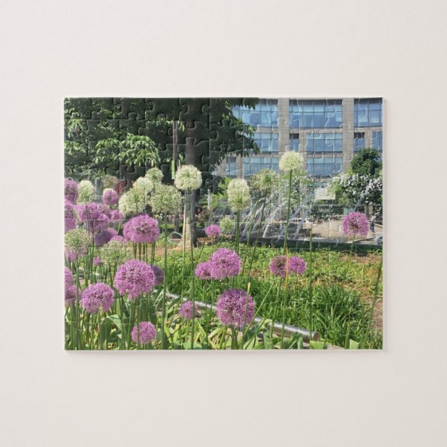Purple Flowers Columbus Circle NYC New York City Puzzle (Horizontal)