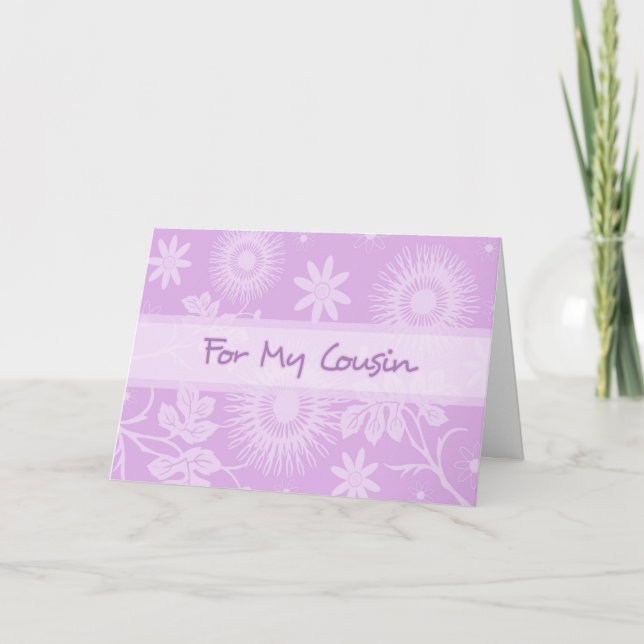 Purple Flowers Cousin Vielen Dank Blume Girl Card Dankeskarte (Vorderseite)
