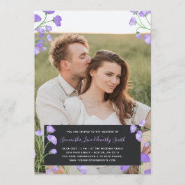 Purple Flowers Custom Foto Wedding Einladung