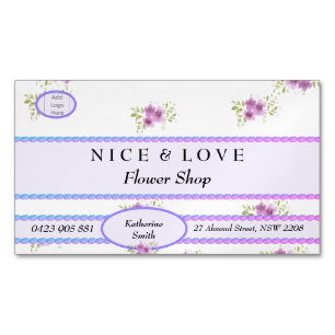 Purple Flowers Custom Shop Business Card Magnet