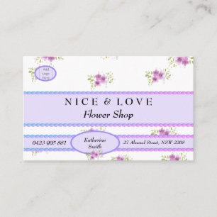Purple Flowers Custom Shop Business Card Visitenkarte