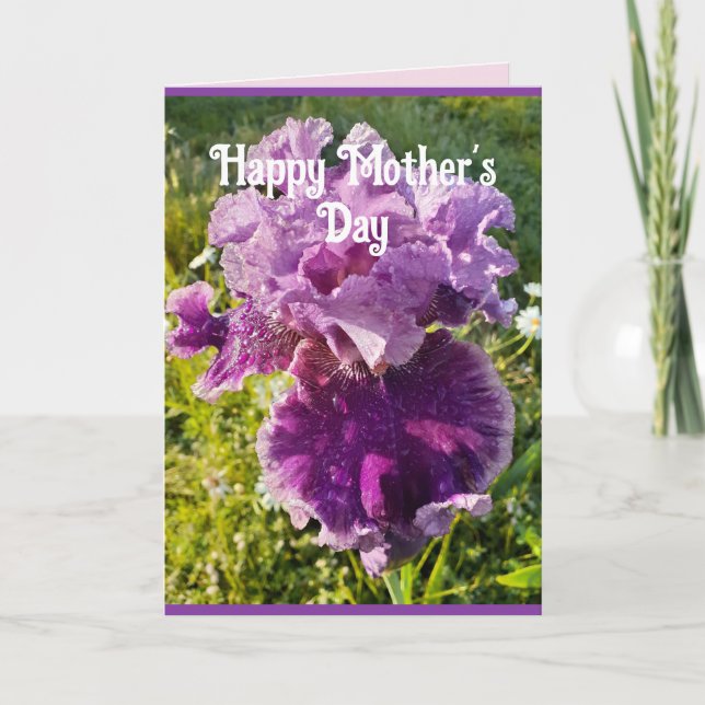 Purple Flowers Floral Iris Irises Mütter Day Card Karte (Vorderseite)