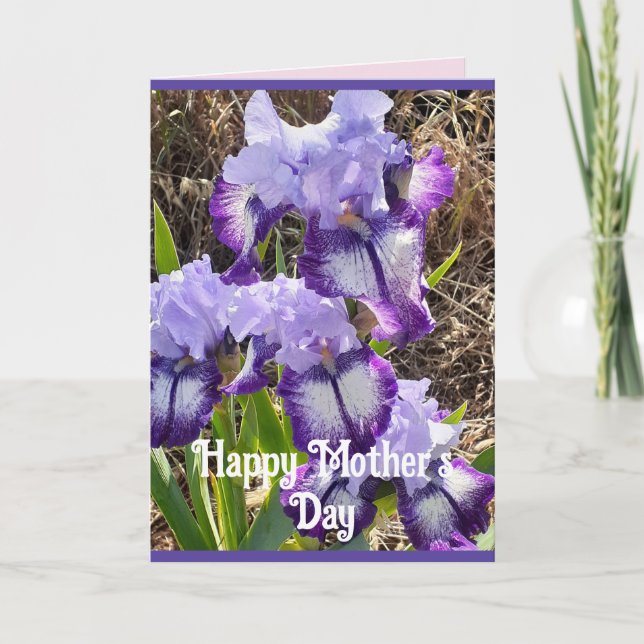Purple Flowers Floral Iris Irises Mütter Day Card Karte (Vorderseite)