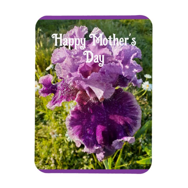 Purple Flowers Floral Iris Irises Mütter Day Card Magnet (Vertikal)