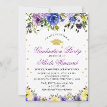 Purple Flowers Girl Graduation Party