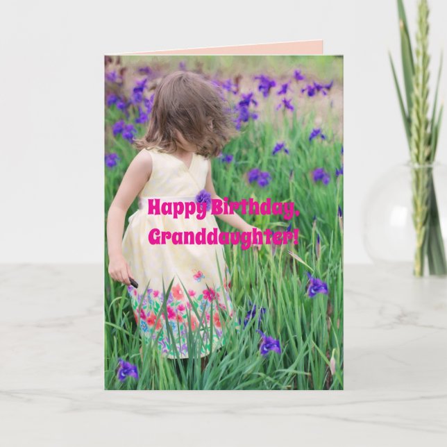 PURPLE FLOWERS GRANDDAUGHTER BIRTHDAY CARD DANKESKARTE (Vorderseite)