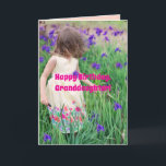 PURPLE FLOWERS GRANDDAUGHTER BIRTHDAY CARD DANKESKARTE<br><div class="desc">Wenn Ihre Enkelin die süßeste ist,  ist das die Geburtstagskarte für sie,  und die einfach zu bedienenden Werkzeuge machen Personalisierung zu einem Kinderspiel.</div>