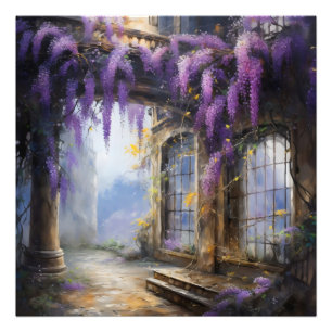 Purple Flowers House Fotodruck