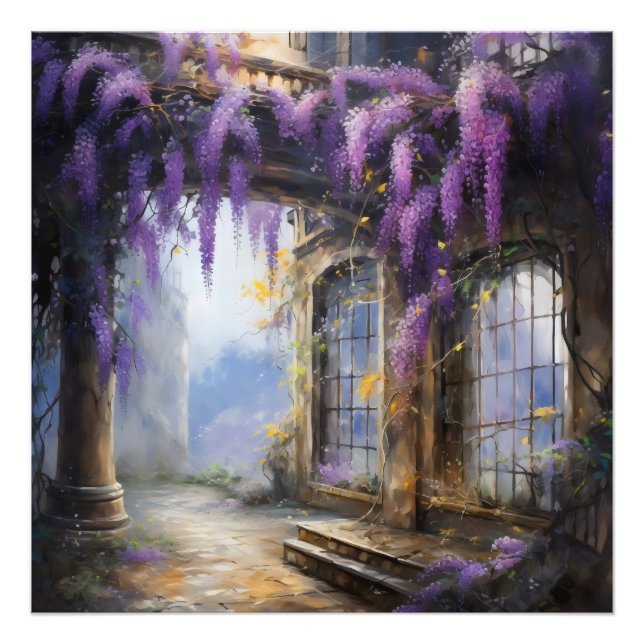 Purple Flowers House Fotodruck (Vorne)