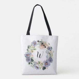 Purple Flowers Kleider Monogram Tote Bag
