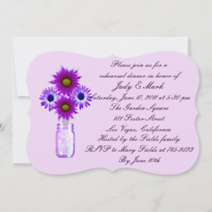 Purple Flowers Mason Jar Probe Dinner einladen Einladung