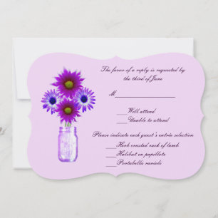 Purple Flowers Mason Jar Response Card Einladung