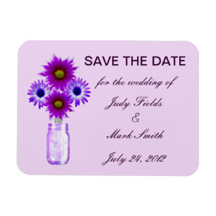 Purple Flowers Mason Jar speichern das Date Magnet
