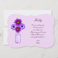 Purple Flowers Mason Jar Trauzeugin Card