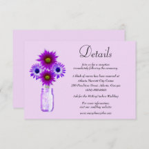 Purple Flowers Mason Jar Wedding Details