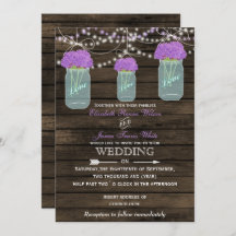 Purple Flowers Mason Jars Barn Wood Wedding
