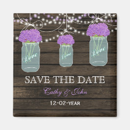 Purple Flowers Mason Jars Barn Wood Wedding Magnet