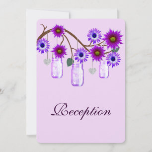 Purple Flowers Mason Jars Empfang Card Einladung