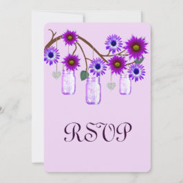 Purple Flowers Mason Jars Response Card Einladung
