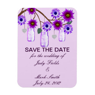 Purple Flowers Mason Jars speichern das Date Magne Magnet