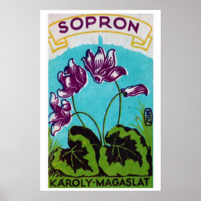 Purple Flowers Matchbox Art Print, Hungarian Poster (Vorne)