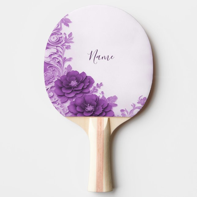 Purple Flowers Ping Pong Paddle Geblüht Tischtennis Schläger (Vorderseite)