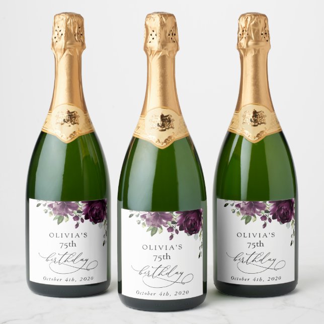 Purple Flowers, Plum Flowers, Boho, Birthday (Flaschen)