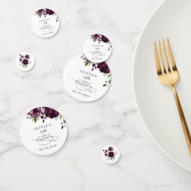 Purple Flowers, Plum Flowers, Boho, Birthday Konfetti (Gruppe)