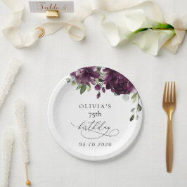 Purple Flowers, Plum Flowers, Boho, Birthday Pappteller