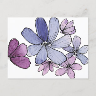 Purple Flowers Postcard Postkarte