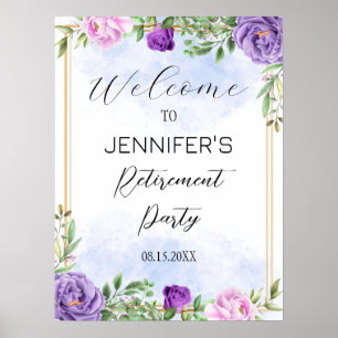 Purple Flowers Retirement Party Willkommenszeichen Poster