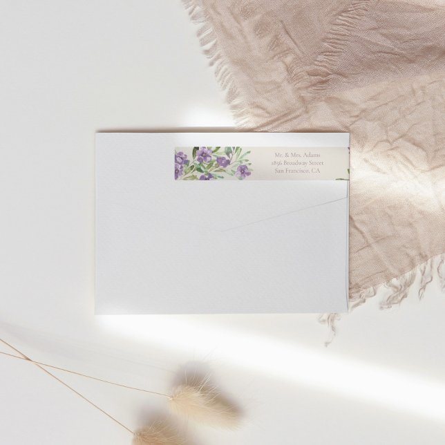 Purple Flowers Romantic Pre-Addressed Return (Von Creator hochgeladen)