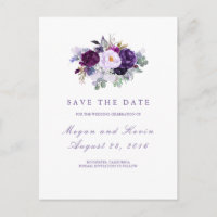 Purple Flowers Romantische Save the Date