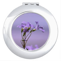 Purple Flowers Round Compact Mirror