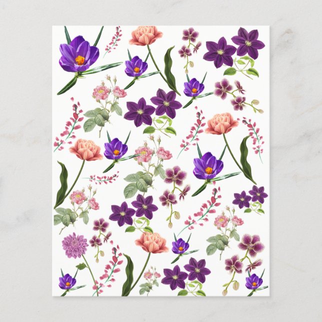 Purple Flowers Scrapbook Paper Sheet (Vorderseite)
