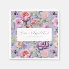 Purple Flowers Stickereien Serviette